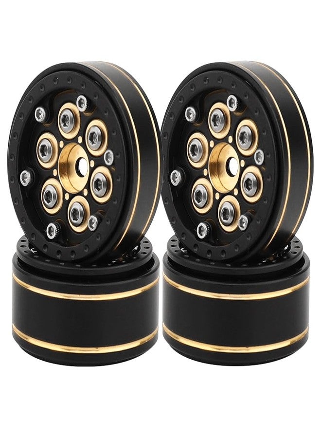 Pothyes 1.0 Plus Brass Beadlock Wheel Rims 4PCS Wheels for All 1/24 Scale FCX24 Axial SCX24 Deadbolt C10 Gladiator 1/18 TRX4M RC Crawler Car Upgrades Parts (6 Round Shape) - Image 1